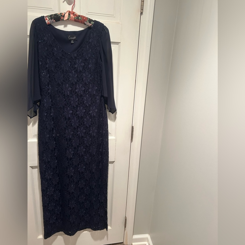 Connected Apparel Navy Lace Dress, selling with shoes and purse